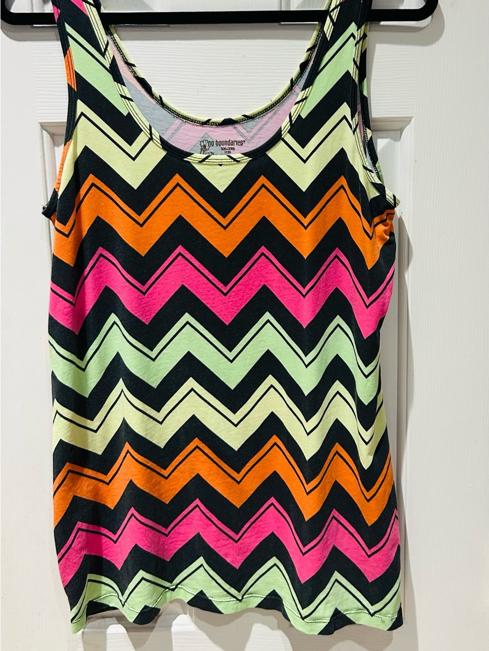 No Boundaries Neon Chevron Tank Top - Black, Pink, Orange, Lime